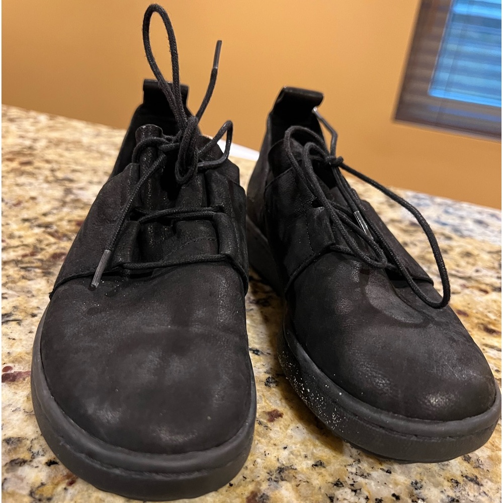 Women’s Eileen Fischer Ankle Flat Loafer Black Lace Up Shoes